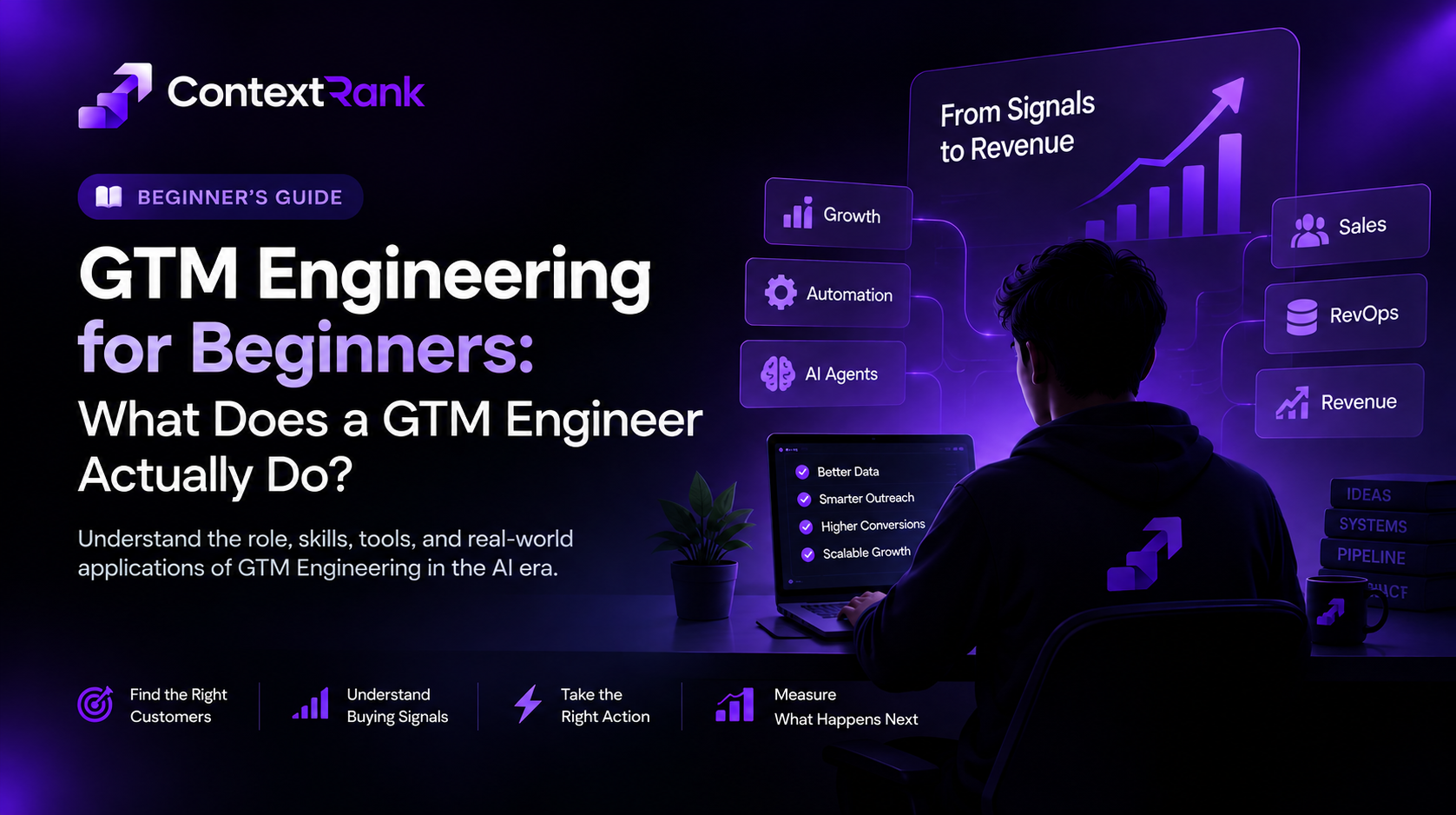 GTM Engineering for Beginners guide showing growth, automation, AI agents, sales, RevOps, and revenue systems